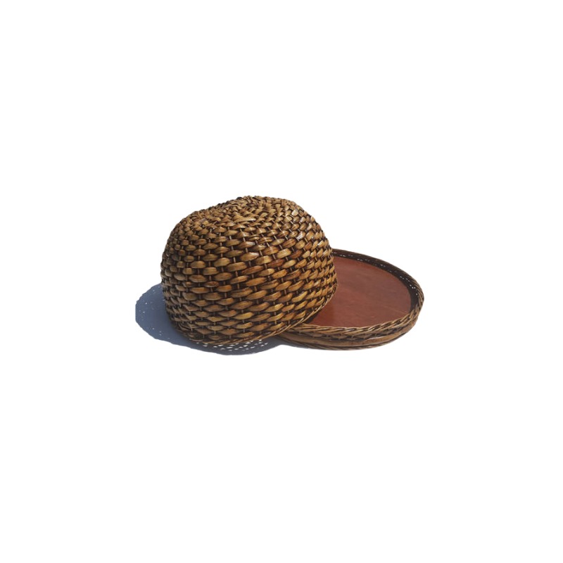 Tray And Food Dome Rattan