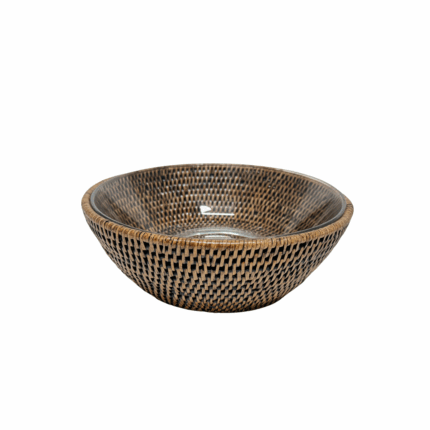 Rattan Salad Bowl with Glass