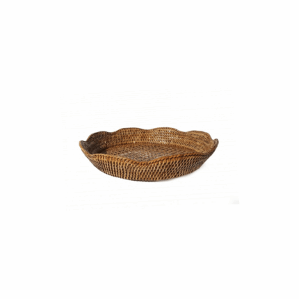 Rattan Scalloped Lotus Tray