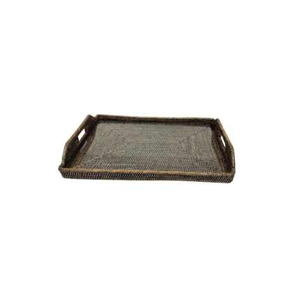 Rattan Morning Tray with Glass Large